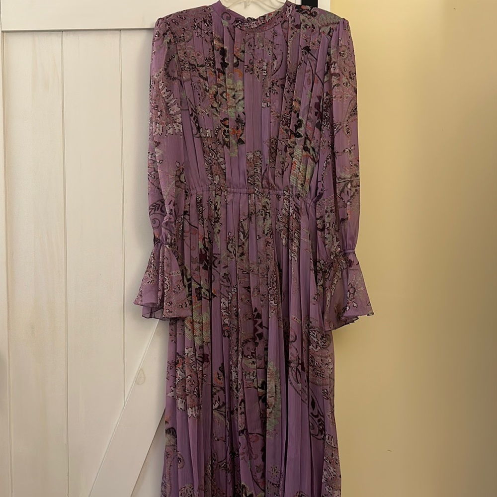 Hemant & Nandita Pleated A-line Maxi Dress, orchid color, size XL